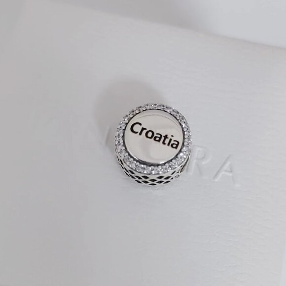 Pandora Croatia Flag Charm Bead Travel Pendant S925 Silver with box - Picture 3 of 7